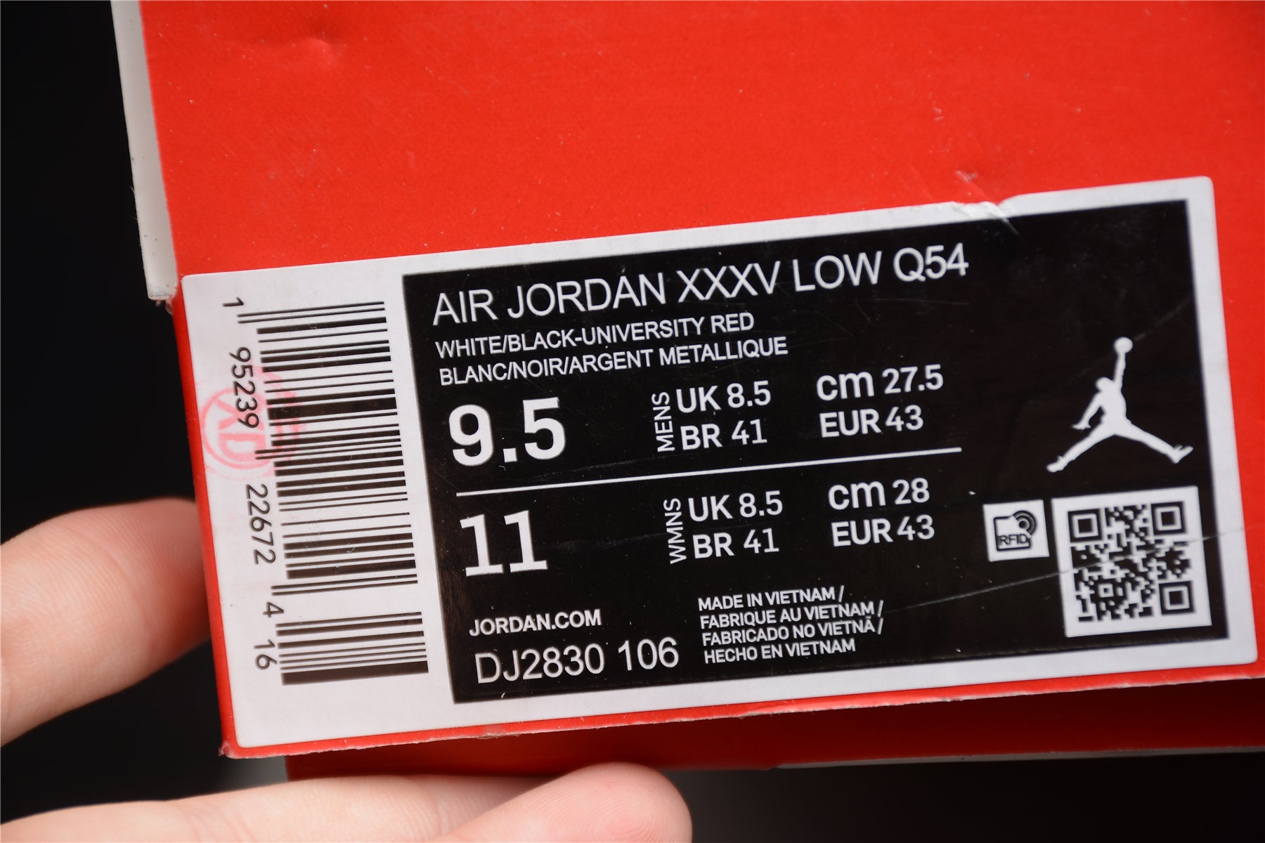 R26 Air Jordan 35 Low Black and White "Quail 54" braveps