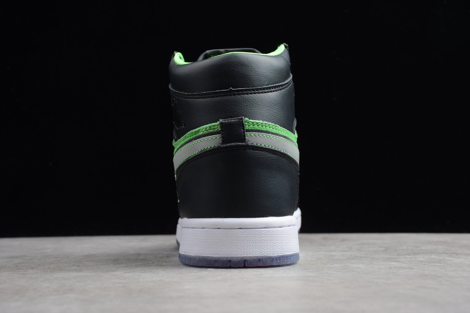 R28 AJ1 High Top Pig Eight Leather Black Green Shoes braveps