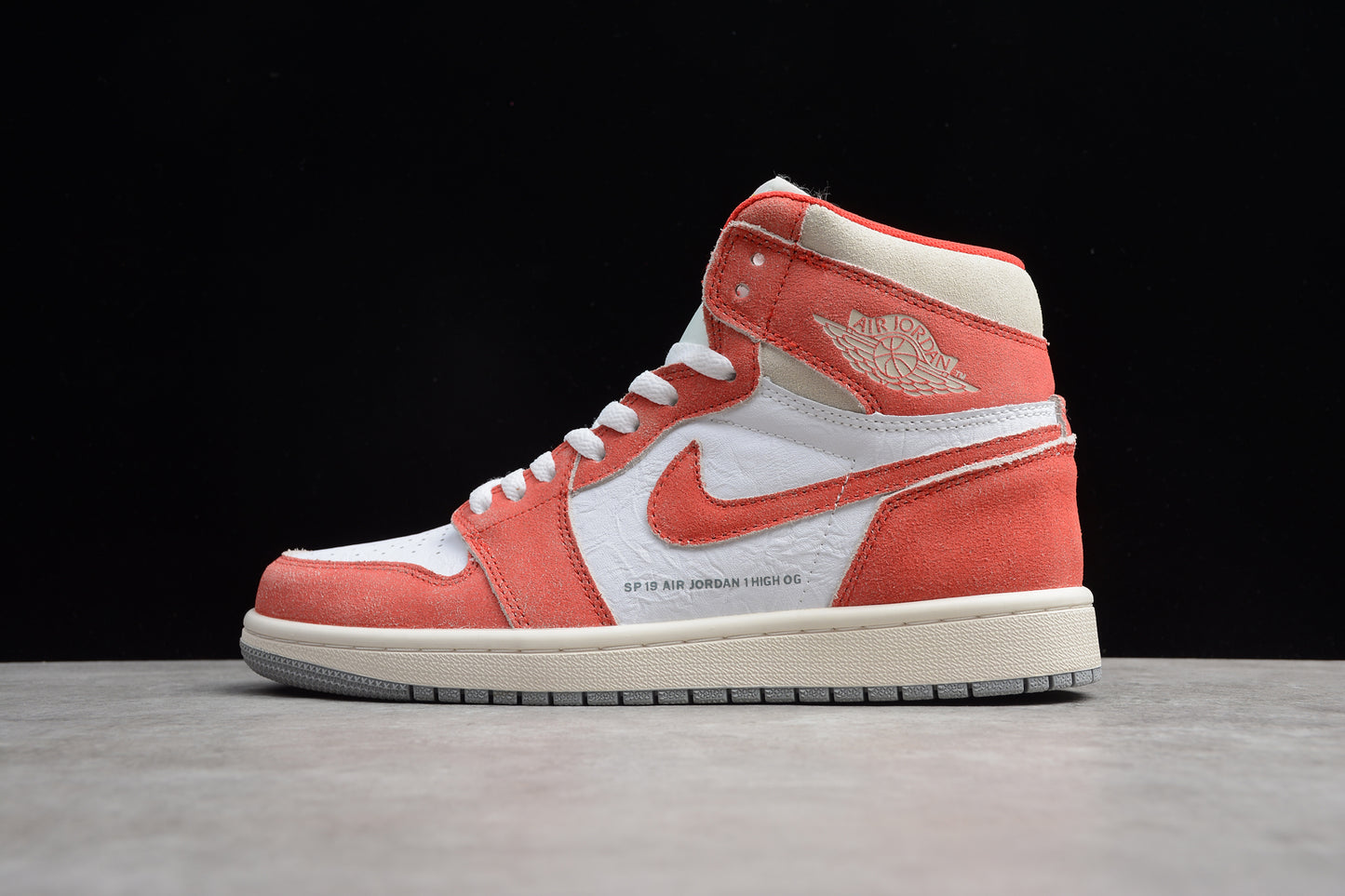 R28 AJ1 Joint Orange Red and White Shoes braveps