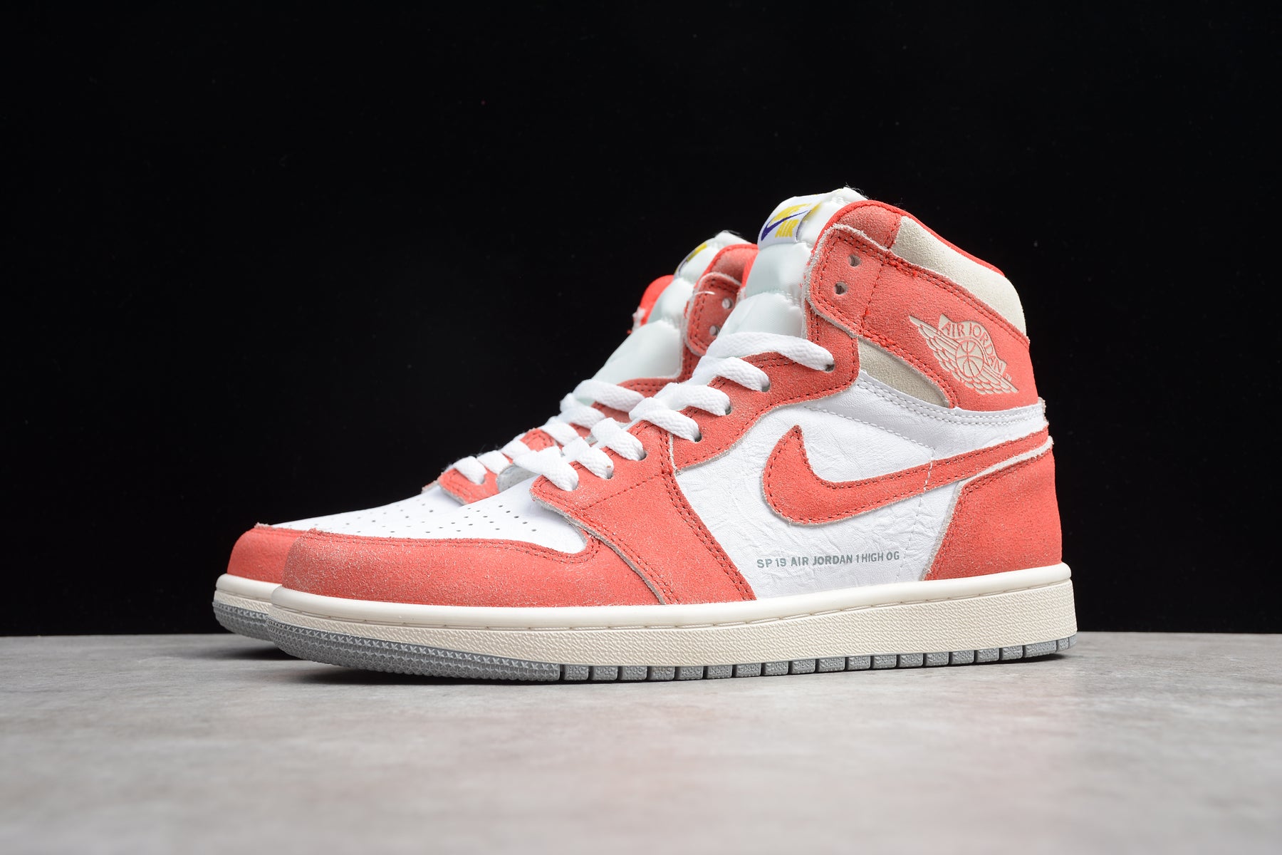 R28 AJ1 Joint Orange Red and White Shoes braveps