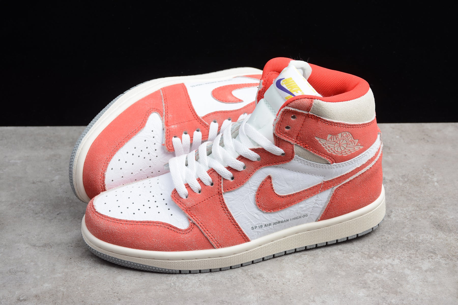 R28 AJ1 Joint Orange Red and White Shoes braveps