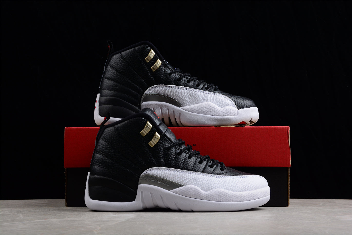 R45 Air Jordan 12 "Retro Royoffs" Black and White Silver Shoes braveps