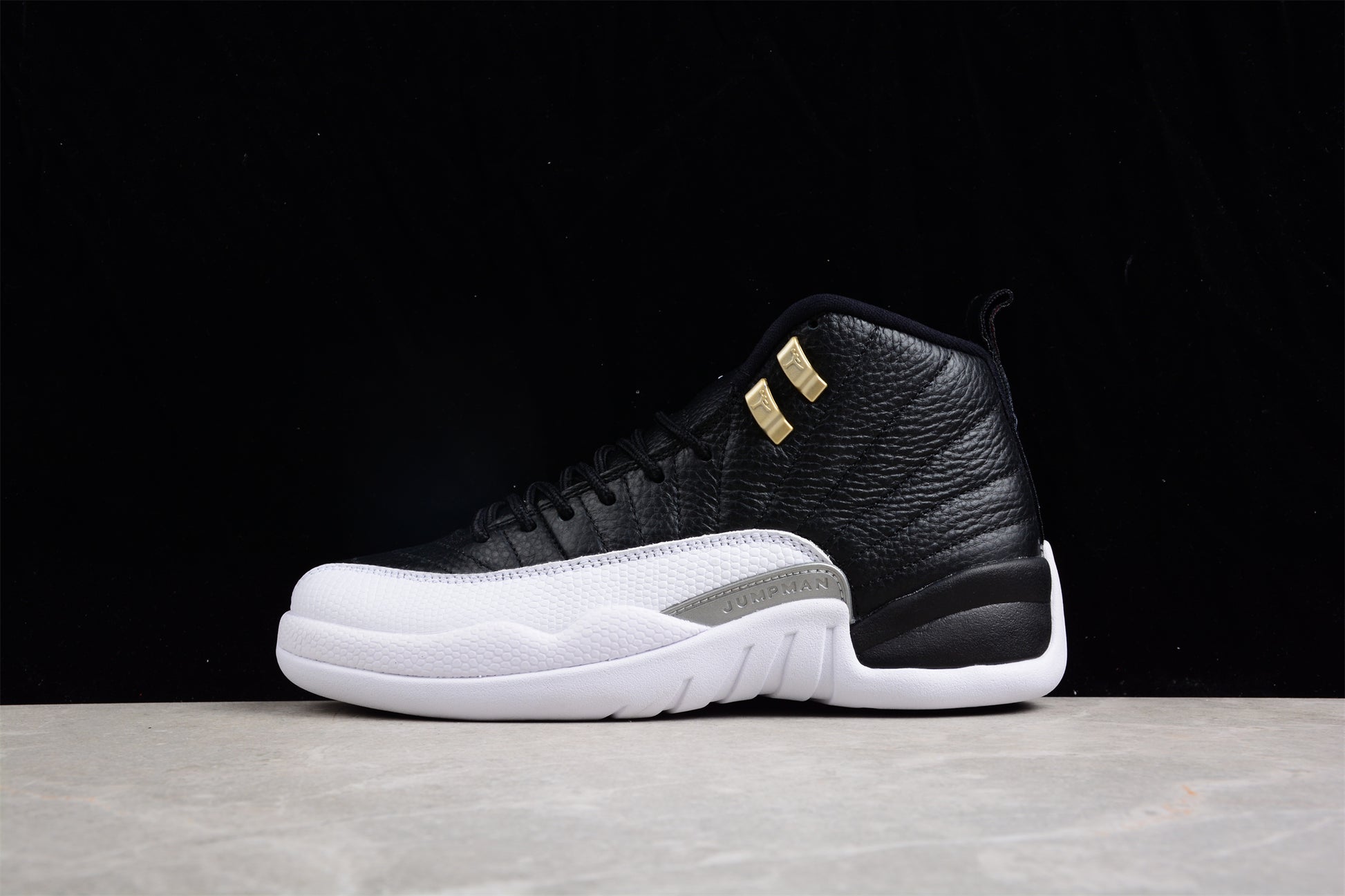 R45 Air Jordan 12 "Retro Royoffs" Black and White Silver Shoes braveps