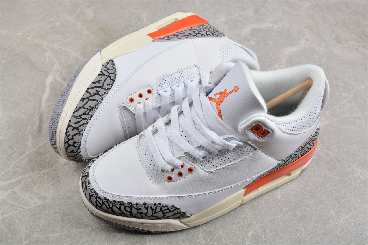 Air Jordan 3 Retro White Orange Shoes braveps