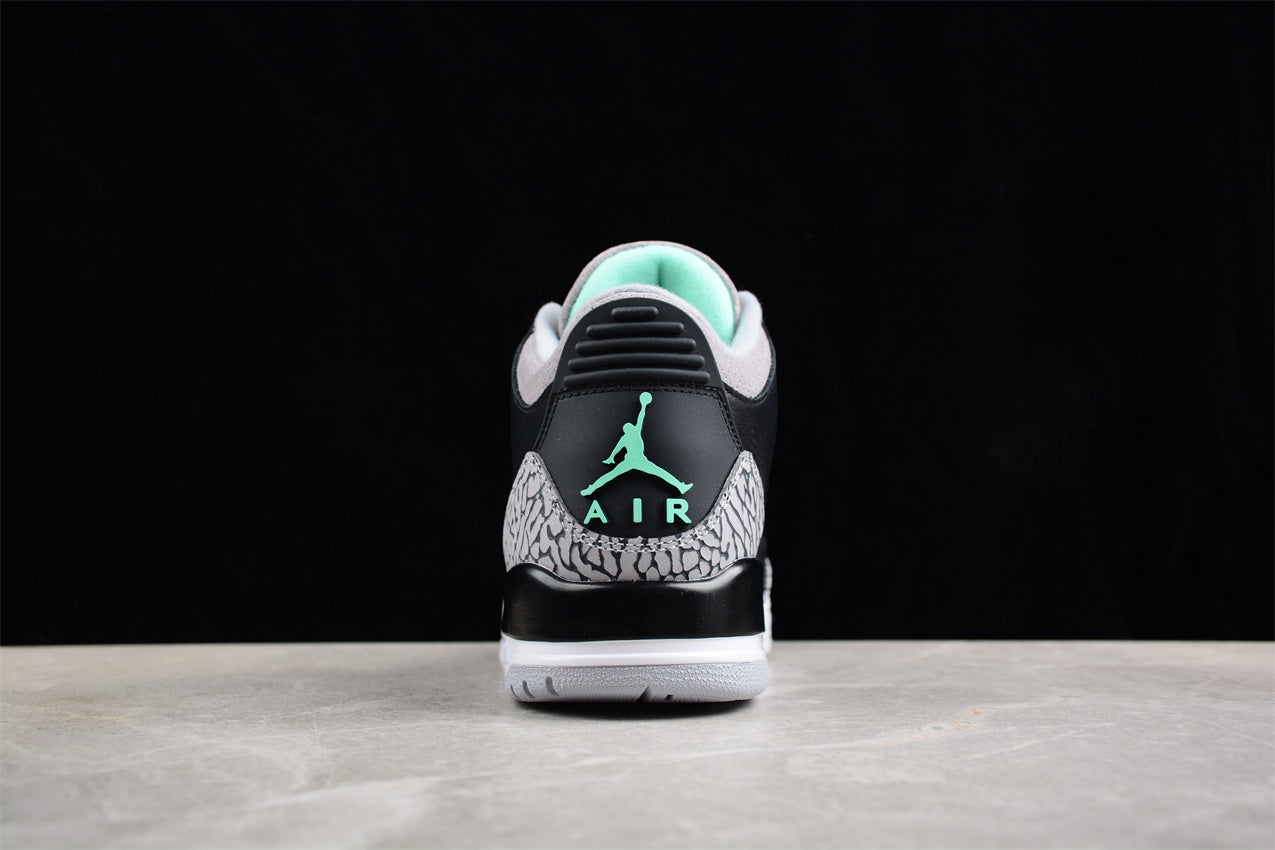  AJ3 "Green Glow" Jordan 3 black and green  Shoes braveps