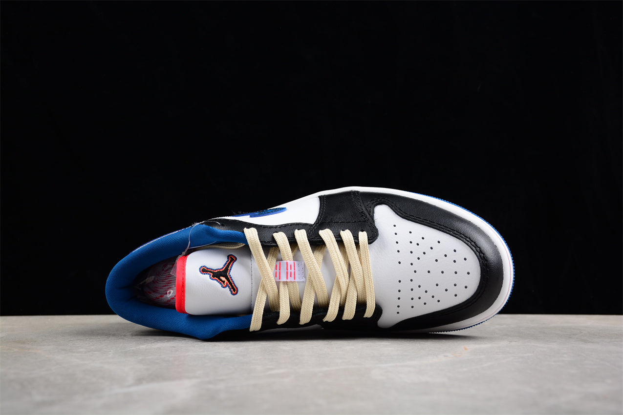 Air Jordan 1 Low Blue And Black Sashiko Embroidery Style braveps