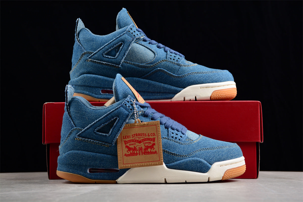 Levi's x Air Jordan 4 Blue  Shoes braveps