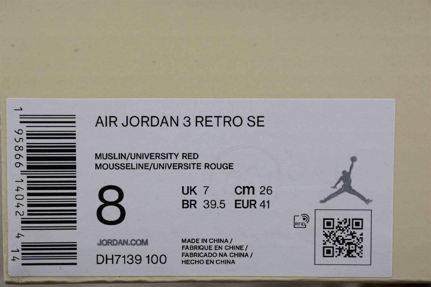 Air Jordan 3 "Muslin" 3 cement Gray Shoes braveps