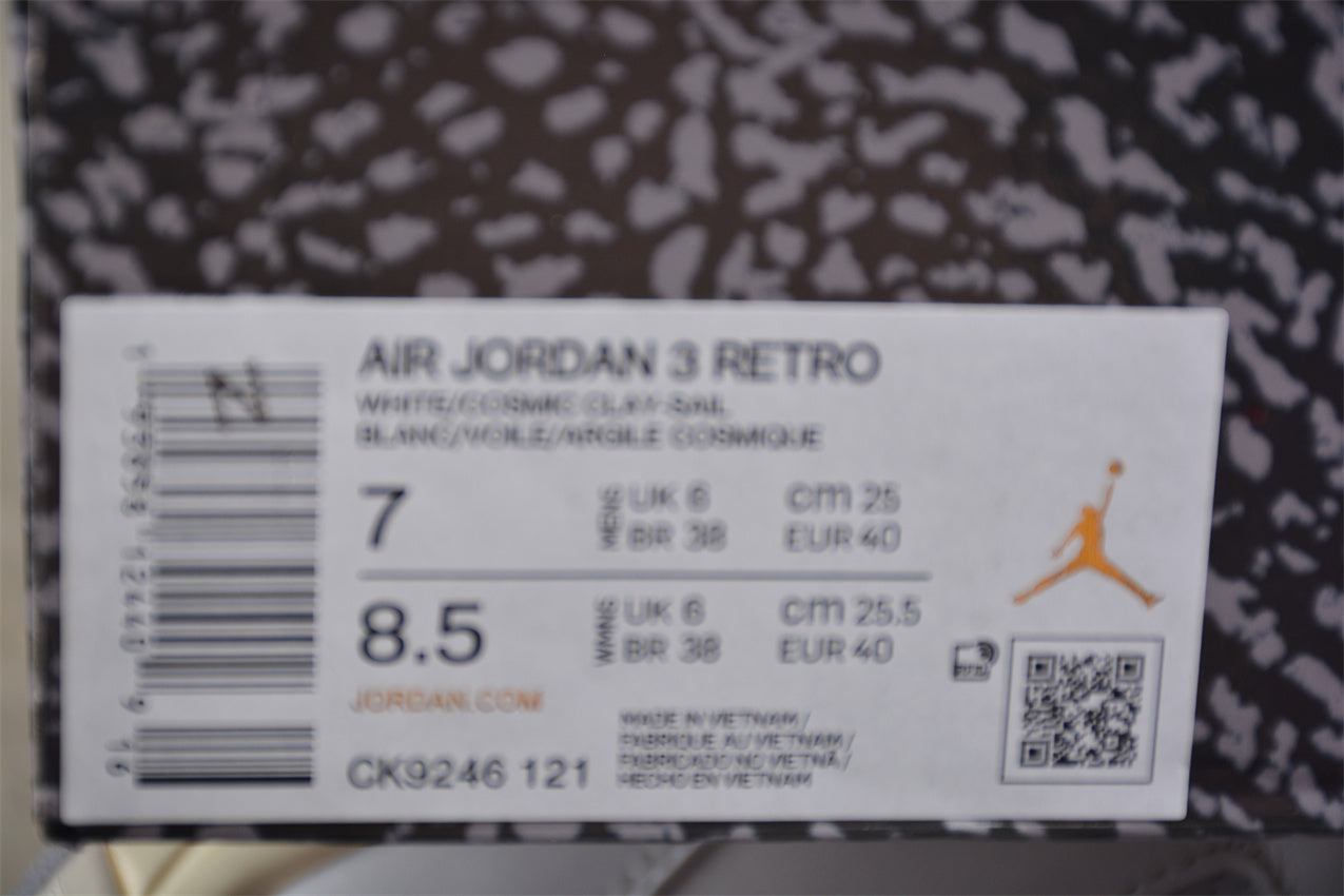 Air Jordan 3 Retro White Orange Shoes braveps