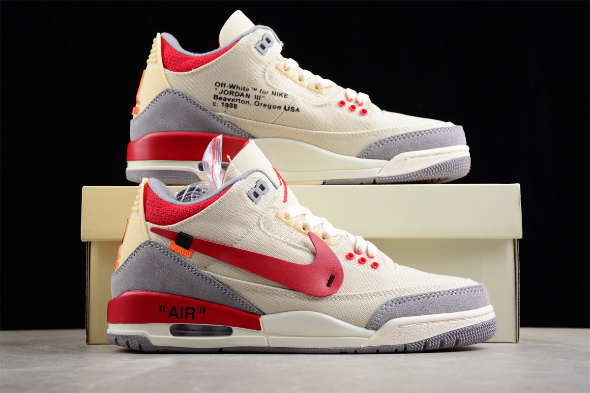 Air Jordan 3 Retro "Fear" Beige Red Shoes braveps