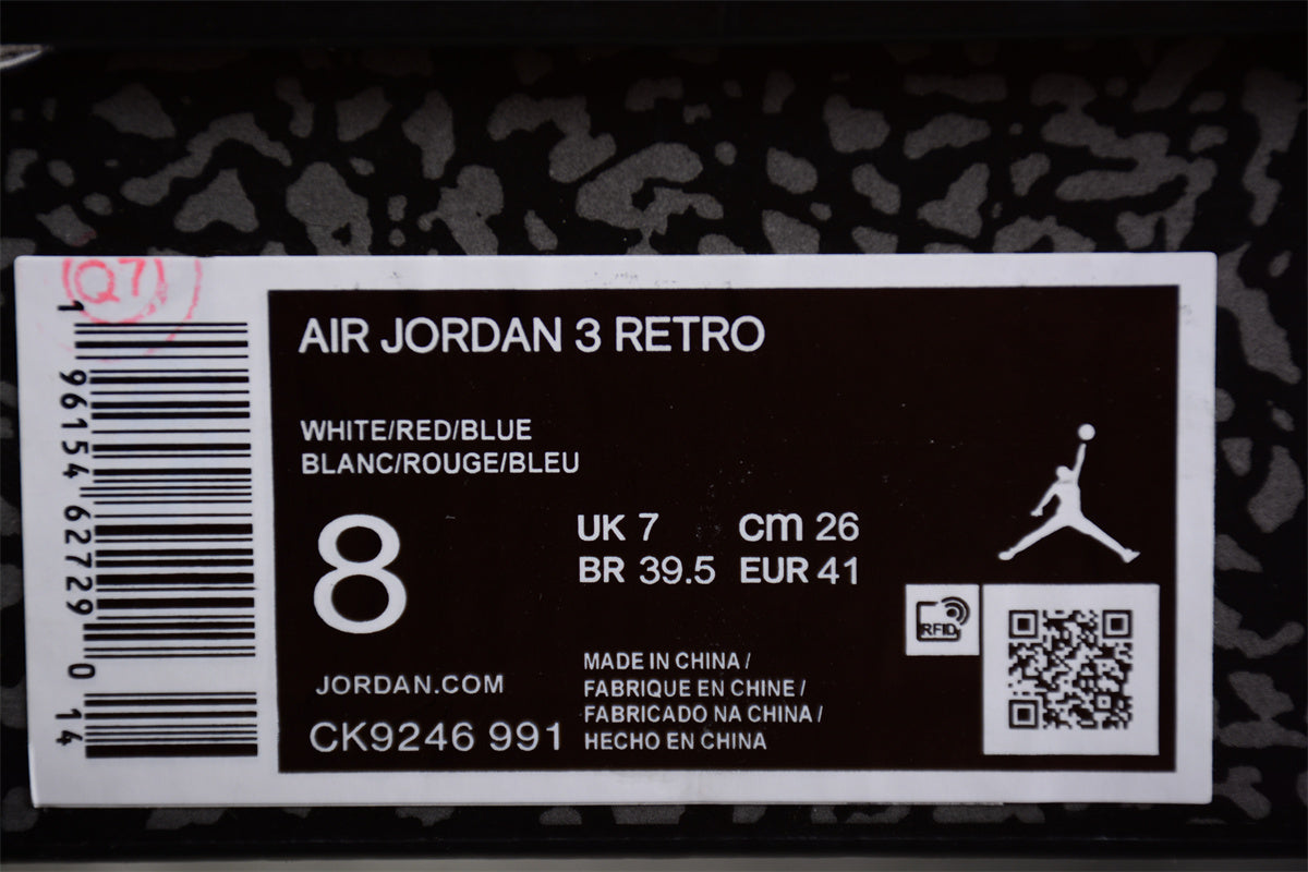 Air Jordan 3 "Mr. Triple Double" White Red Blue Shoes braveps