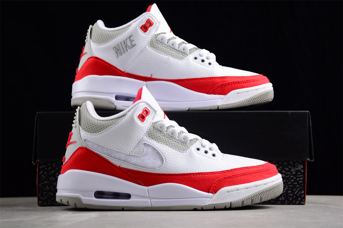 Nike Air Jordan 3 Tinker  White and Red Shoes braveps