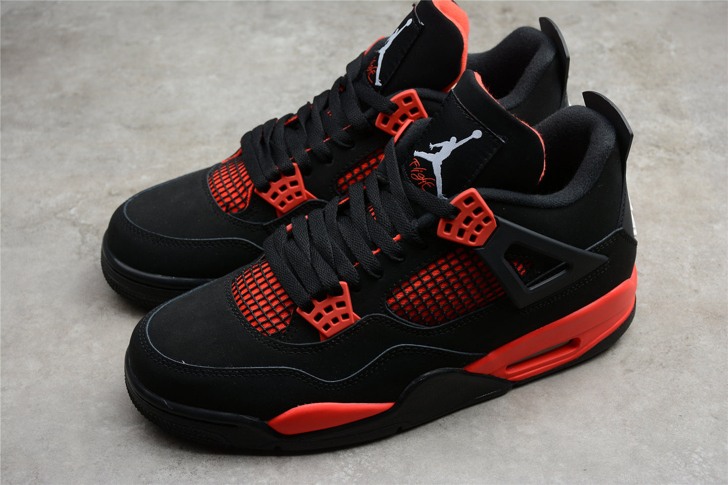 R37 Air Jordan 4 "Red Thunder" Black and Red Shoes braveps