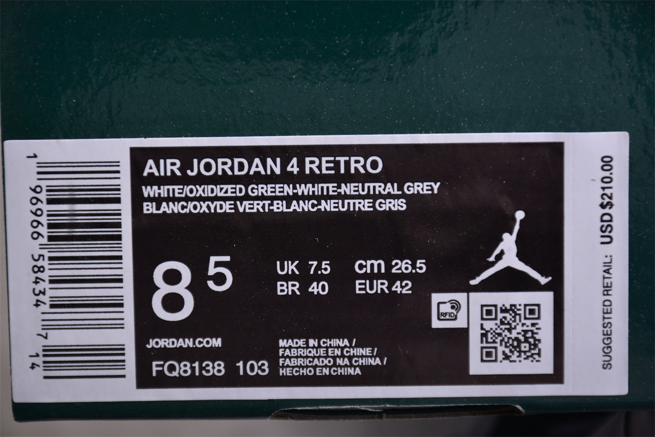 Air Jordan 4 Retro "Oxidized Gree" White Green Shoes braveps